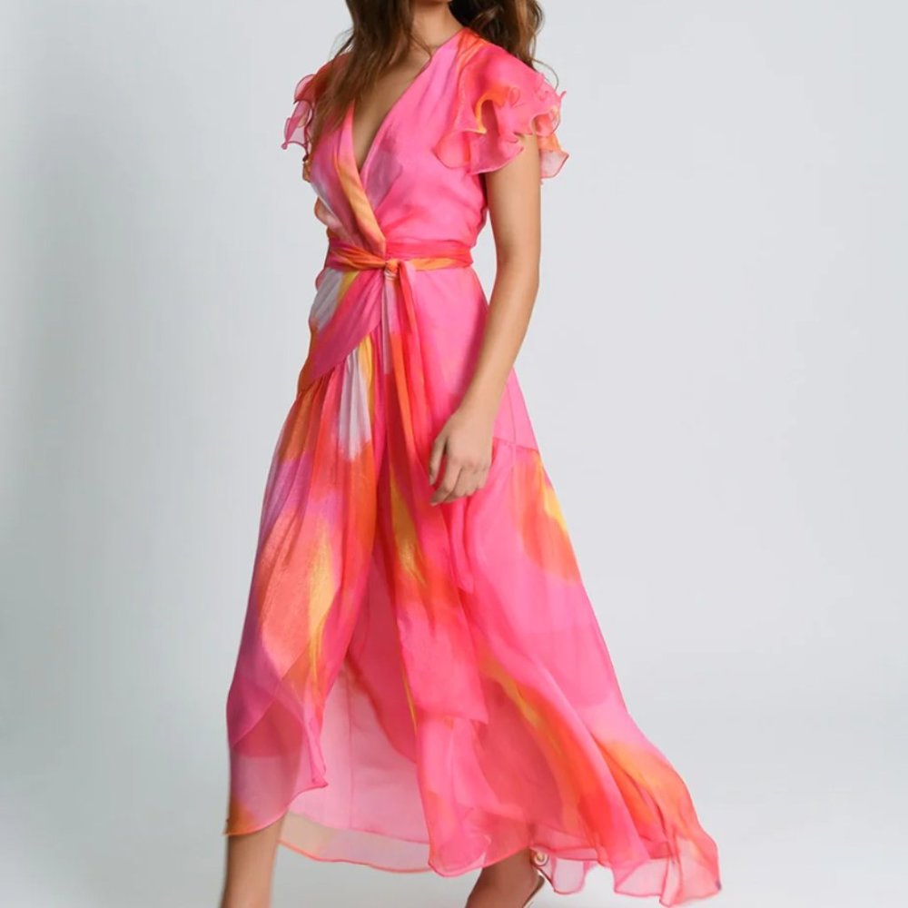 Hutch Short-Sleeve V-Neck Wrap Midi Dress - Size Small - New with Tags